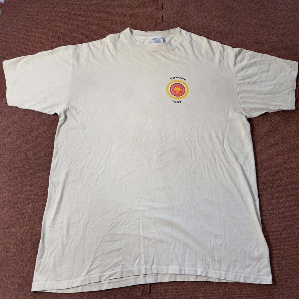 Vintage 1997‎ Royal Servants Europe T-Shirt Oneita Power-T XL Cream Mission Trip